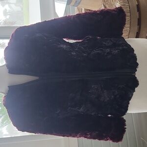 Express Cozy Black and Dark Purple Teddy Jacket